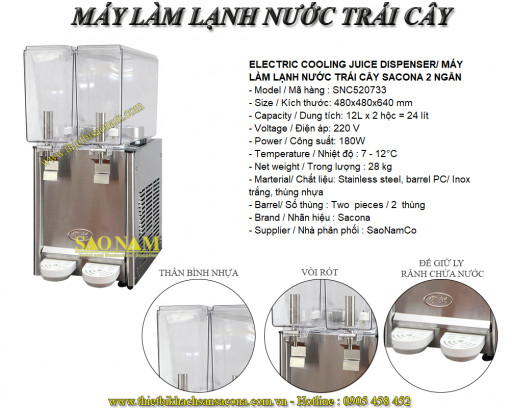 Máy Làm Lạnh Nước Trái Cây 2 Ngăn