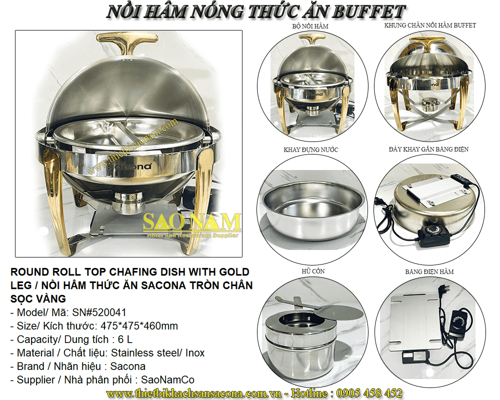 Nồi Hâm Thức Ăn Tròn Buffet Nồi Hâm Thức Ăn Tròn Buffet