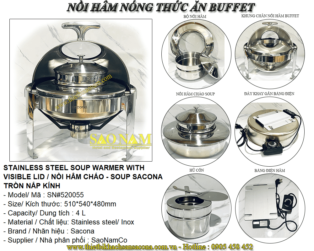 Nồi Hâm Cháo - Soup Tròn Nắp Kiếng Nồi Hâm Cháo - Soup Tròn Nắp Kiếng