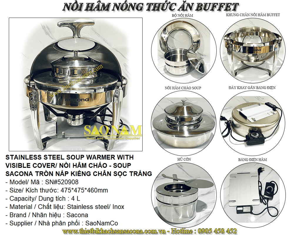 Nồi Hâm Cháo - Soup Tròn Nắp Kiếng Nồi Hâm Cháo - Soup Tròn Nắp Kiếng