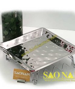 Dĩa Inox Trang Trí Buffet Vuông + Chân Đế SN#520113