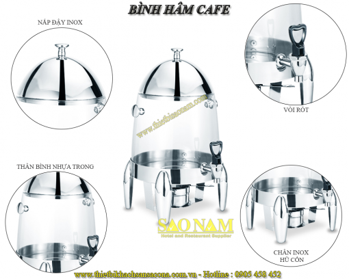 Bình Hâm Trà Cafe Thân Nhựa Trong