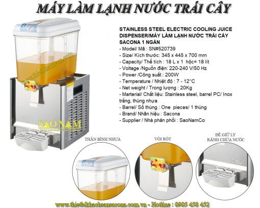 Máy Slush Làm Lạnh Nước Trái Cây 1 Ngăn