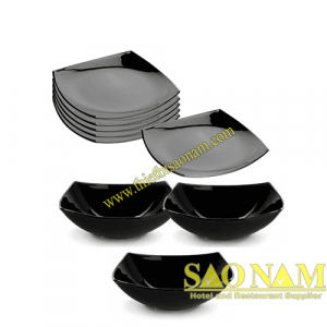Bộ Tô Chén Dĩa Luminarc Quadrato Noir Đen
