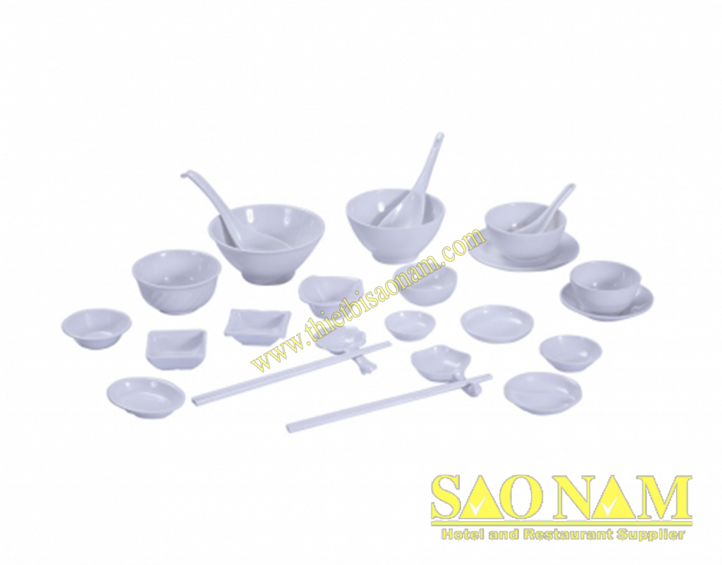 Bộ Tô Chén Dĩa Melamine - Fataco White