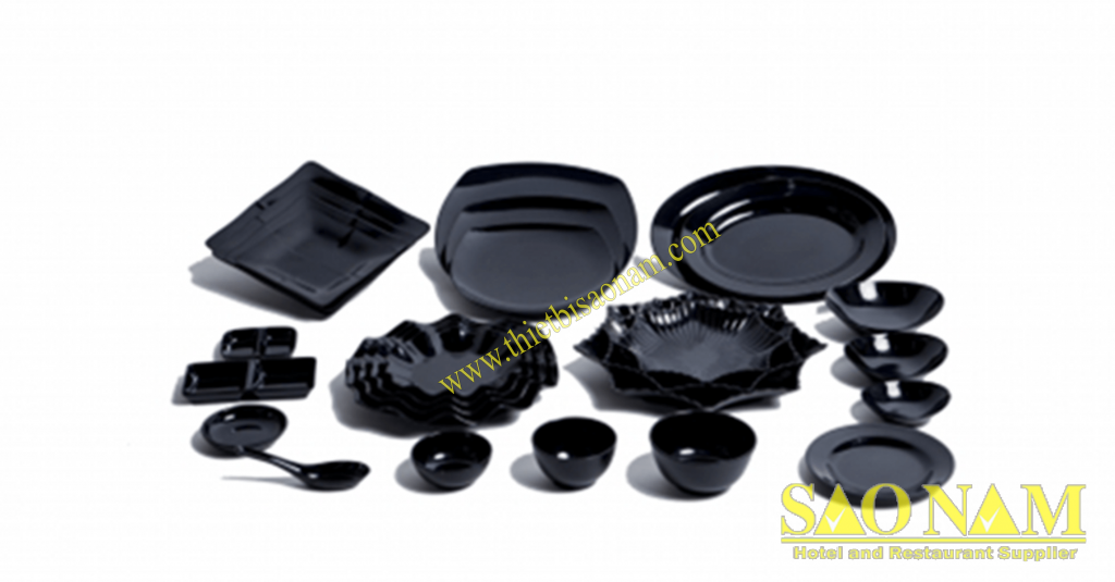 Bộ Tô Chén Dĩa Melamine - Fataco Black