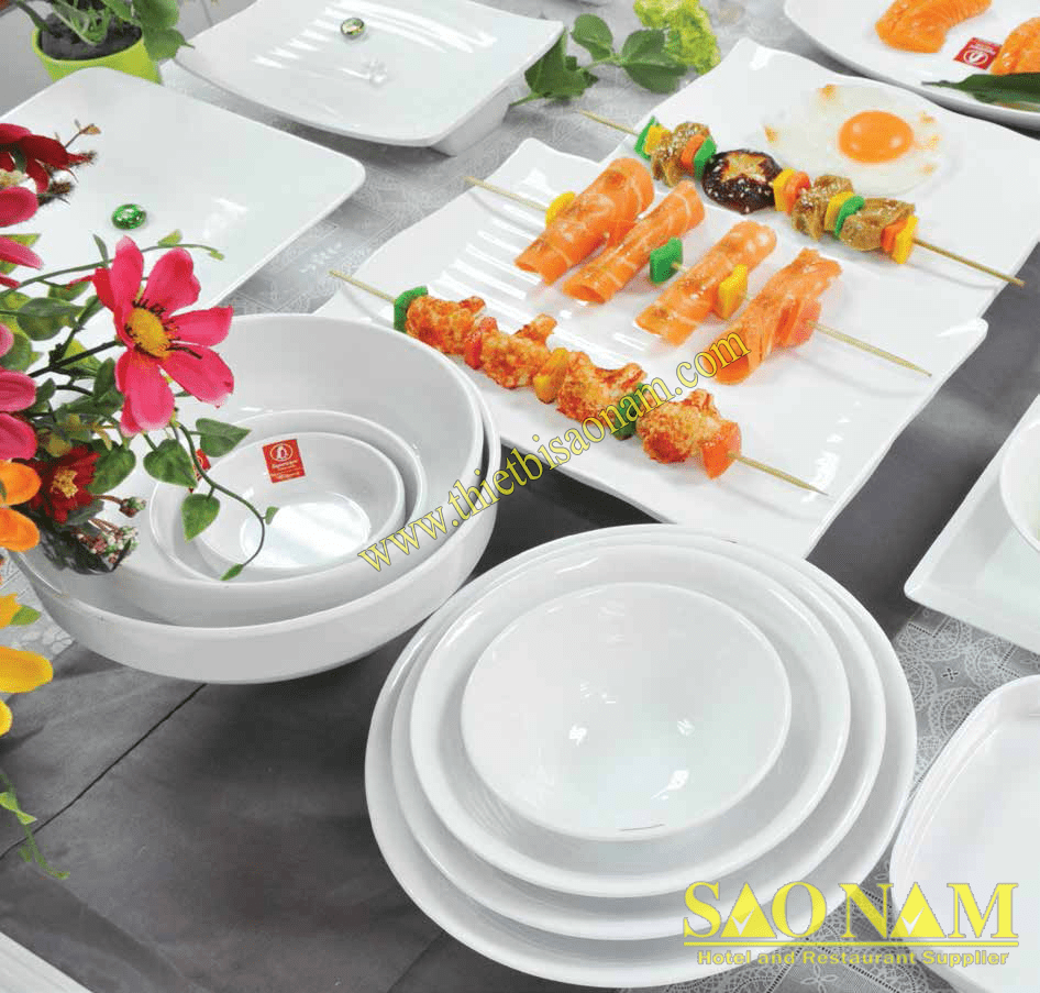 Bộ Tô Chén Dĩa Melamine - Horeca J&K White