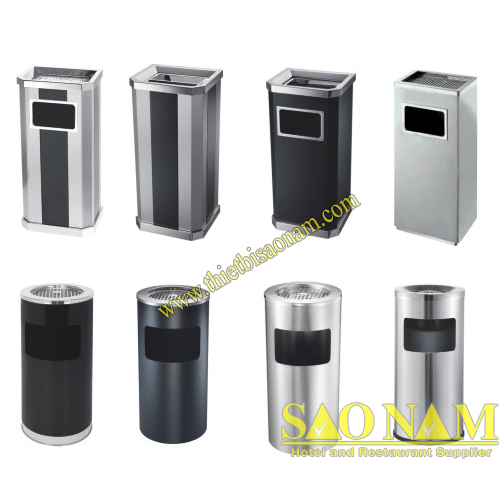Thùng Rác Khách Sạn - Thùng Rác Inox Gạt Tàn
