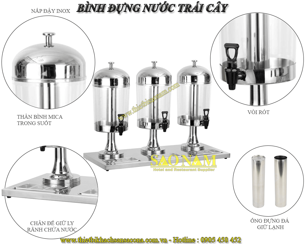 bình đựng nước trái cây 3 ngăn