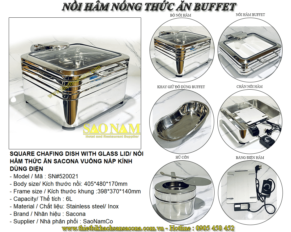 Nồi hâm buffet vuông cao cấp Nồi hâm buffet vuông cao cấp