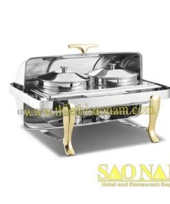 Nồi Hâm Cháo Soup Sacona Chữ Nhật Nắp Kiếng Chân Vàng SN#520889