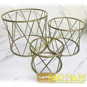 Chân đế trưng bày buffet tròn mạ vàng