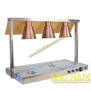 Đèn hâm nóng thức ăn buffet 3 bóng mạ đồng