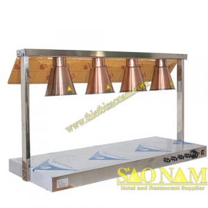 Đèn hâm thức ăn buffet 4 bóng mạ vàng mạ đồng