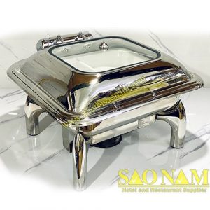 Nồi Hâm Buffet Vuông Nắp Kính 