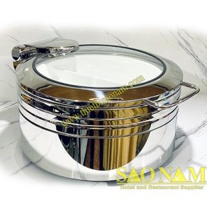 Nồi Hâm Buffet Tròn Nắp Kính